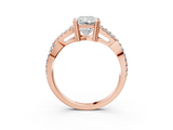 Rose gold Radiant Solitaire Twist Band with Pavé Setting and Four-Prong Setting_20