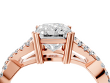 Rose gold Radiant Solitaire Twist Band with Pavé Setting and Four-Prong Setting_21