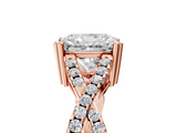 Rose gold Radiant Solitaire Twist Band with Pavé Setting and Four-Prong Setting_22