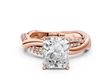 Rose gold Radiant Solitaire Twist Band with Pave Prong Setting_68