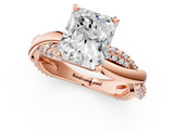 Rose gold Radiant Solitaire Twist Band with Pave Prong Setting_69