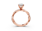 Rose gold Radiant Solitaire Twist Band with Pave Prong Setting_71