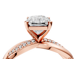 Rose gold Radiant Solitaire Twist Band with Pave Prong Setting_72