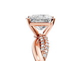 Rose gold Radiant Solitaire Twist Band with Pave Prong Setting_73