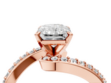 Rose gold Radiant Solitaire Twist Band with Pave Set Diamonds and Four-Prong Setting_148