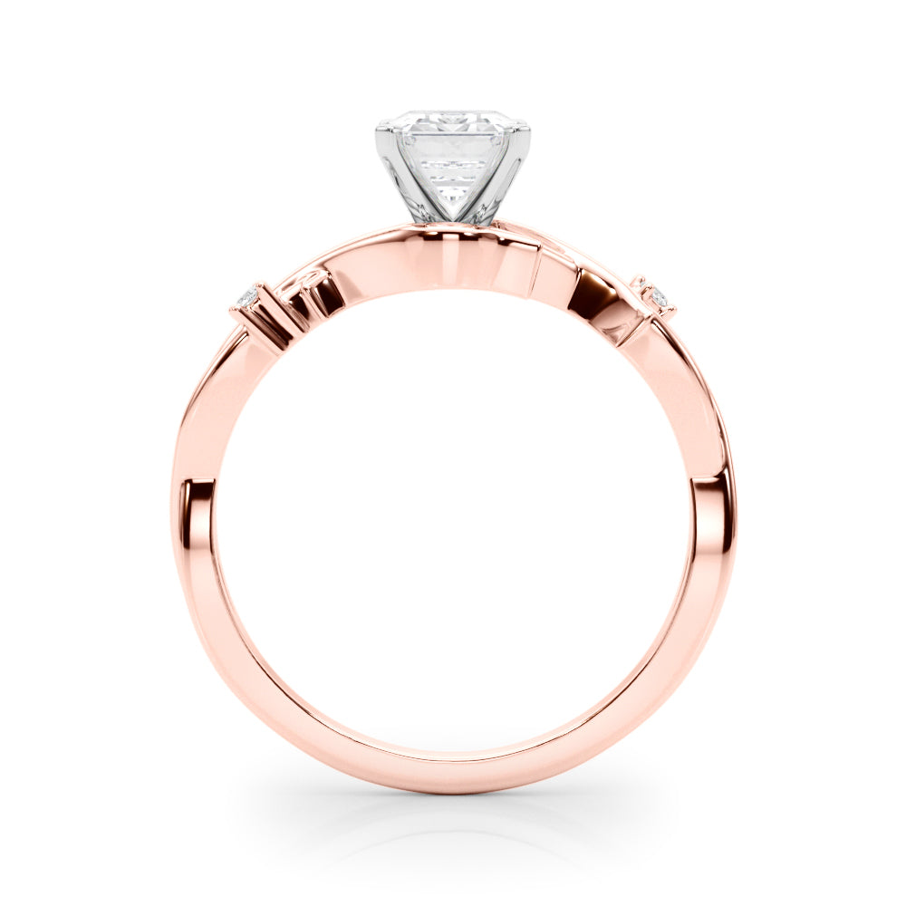 Rose gold Radiant Solitaire Twisted Band Prong Setting Ring 1