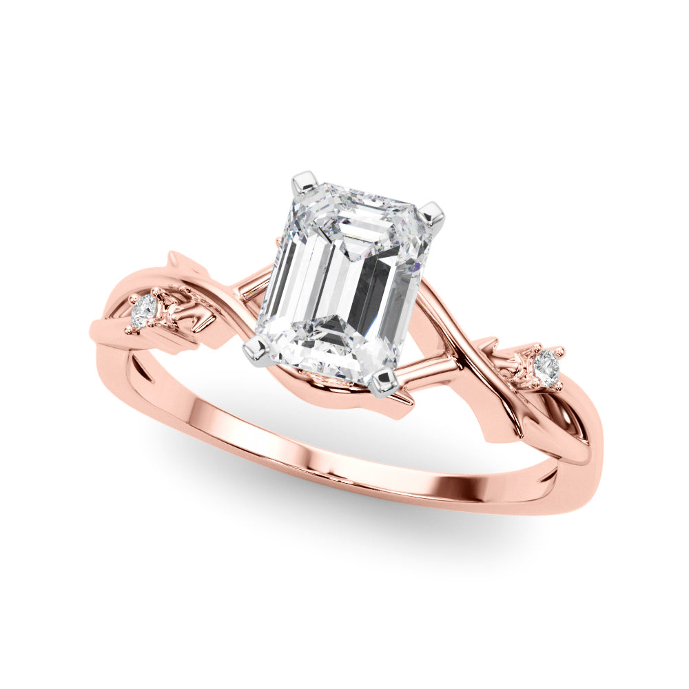 Rose gold Radiant Solitaire Twisted Band Prong Setting Ring 2