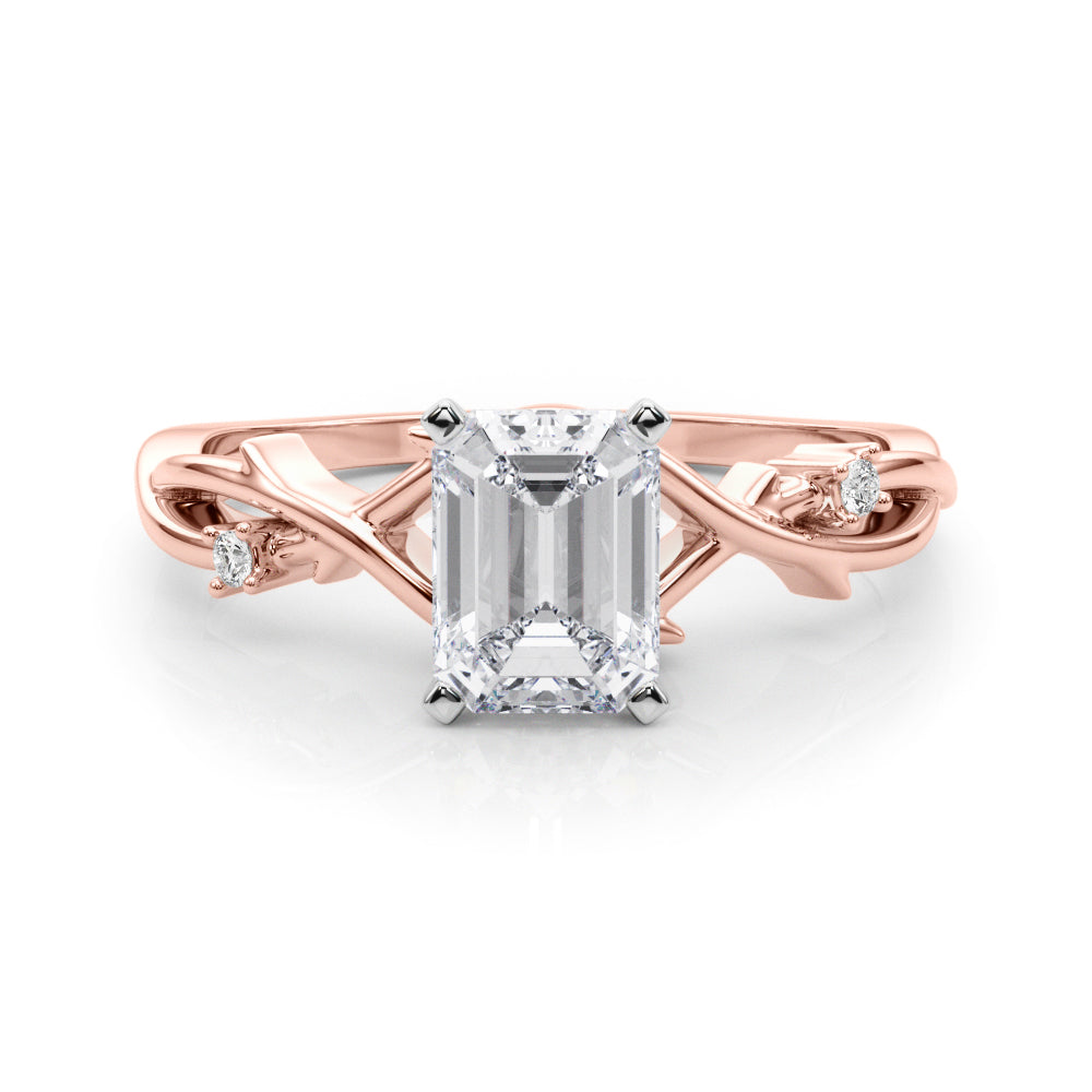 Rose gold Radiant Solitaire Twisted Band Prong Setting Ring
