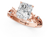 Rose gold Radiant Solitaire Twisted Band Prong Setting Ring_361