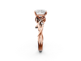 Rose gold Radiant Solitaire Twisted Band Prong Setting Ring_362