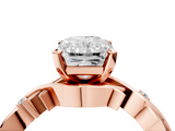 Rose gold Radiant Solitaire Twisted Band Prong Setting Ring_364