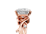 Rose gold Radiant Solitaire Twisted Band Prong Setting Ring_365
