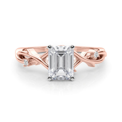Rose gold Radiant Solitaire Twisted Band Prong Setting Ring