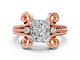 Rose gold Radiant Solitaire Twisted Band Scroll Prong Ring_10