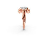 Rose gold Radiant Solitaire Twisted Band Scroll Prong Ring_12