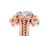 Rose gold Radiant Solitaire Twisted Band Scroll Prong Ring_15