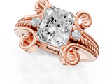 Rose gold Radiant Solitaire Twisted Band Scroll Prong Ring_4