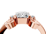 Rose gold Radiant Solitaire Twisted Band Scroll Prong Ring_7