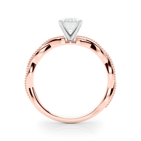 Rose gold Radiant Solitaire Twisted Band with Bead Prong Setting 1