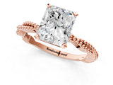 Rose gold Radiant Solitaire Twisted Band with Bead Prong Setting_381