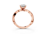 Rose gold Radiant Solitaire Twisted Band with Bead Prong Setting_383