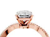 Rose gold Radiant Solitaire Twisted Band with Bead Prong Setting_384