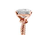 Rose gold Radiant Solitaire Twisted Band with Bead Prong Setting_385