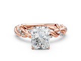 Rose gold Radiant Solitaire Twisted Band with Pavé Accents and Four-Prong Setting_17