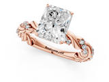 Rose gold Radiant Solitaire Twisted Band with Pavé Accents and Four-Prong Setting_18