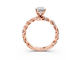 Rose gold Radiant Solitaire Twisted Band with Pavé Accents and Four-Prong Setting_20
