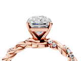 Rose gold Radiant Solitaire Twisted Band with Pavé Accents and Four-Prong Setting_21