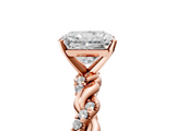 Rose gold Radiant Solitaire Twisted Band with Pavé Accents and Four-Prong Setting_22