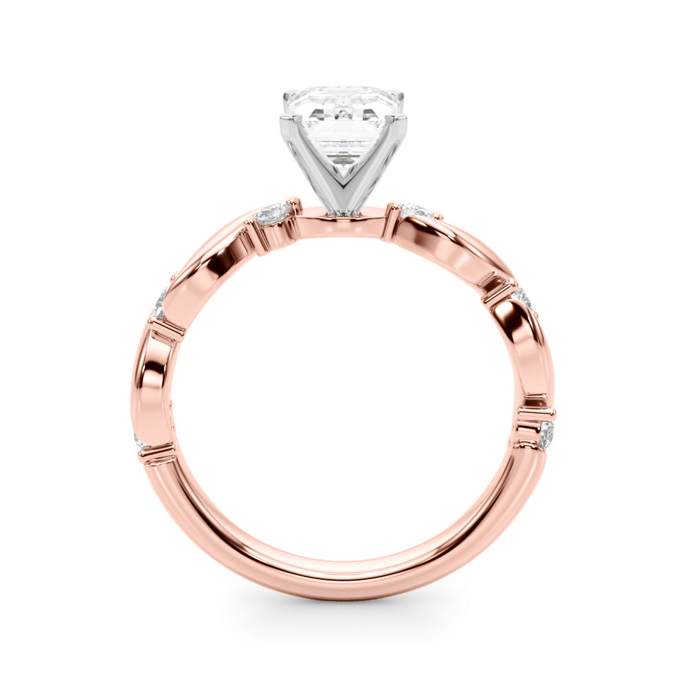 Rose gold Radiant Solitaire Twisted Band with Prong Setting 1