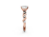 Rose gold Radiant Solitaire Twisted Band with Prong Setting 2