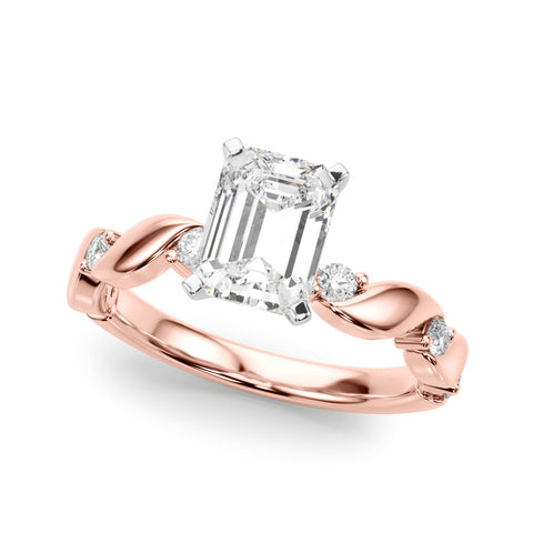 Rose gold Radiant Solitaire Twisted Band with Prong Setting 2