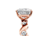 Rose gold Radiant Solitaire Twisted Band with Prong Setting 5