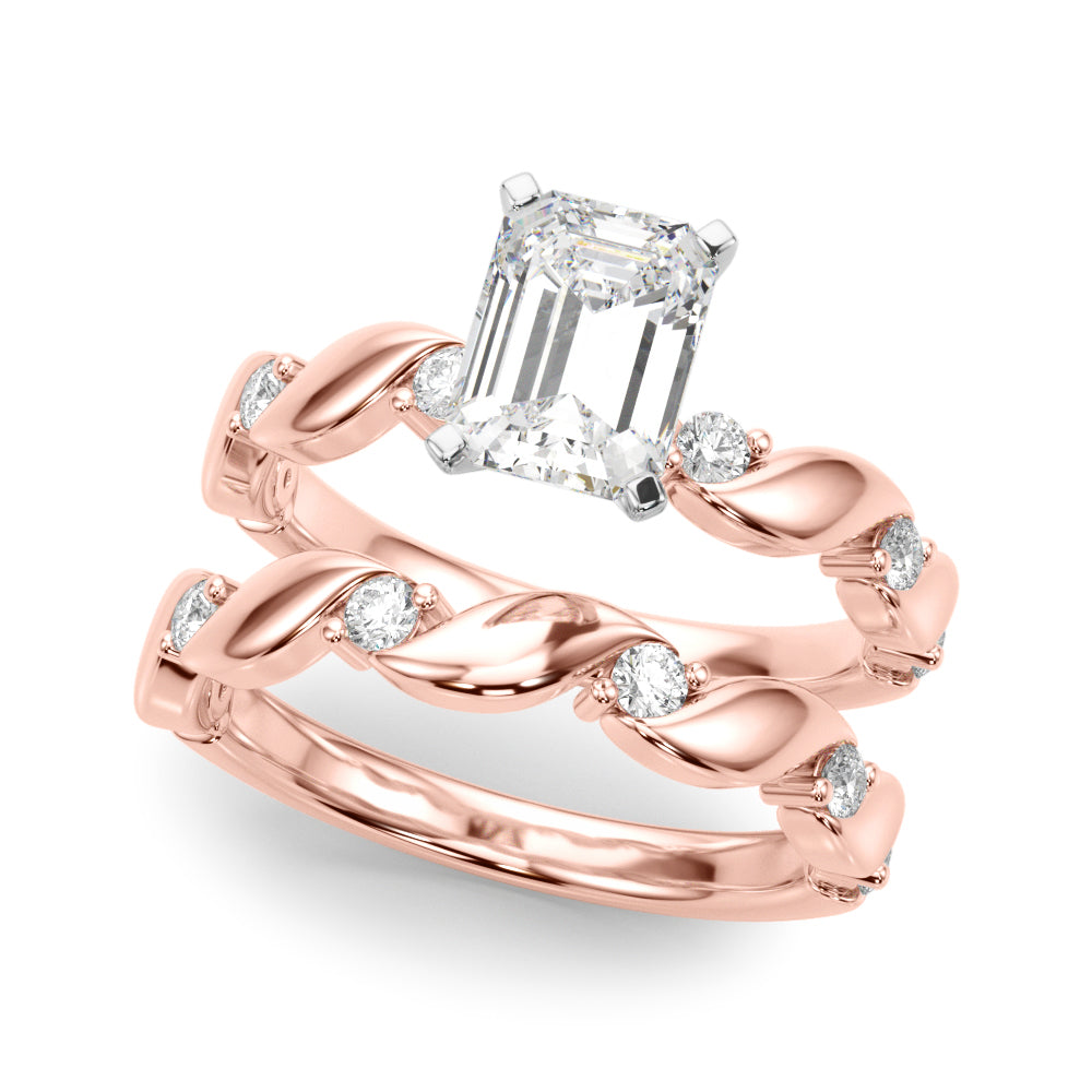 Rose gold Radiant Solitaire Twisted Band with Prong Setting