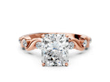 Rose gold Radiant Solitaire Twisted Band with Prong Setting