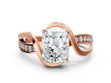 Rose gold Radiant Solitaire Twisted Band with Prong Setting_13