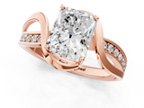 Rose gold Radiant Solitaire Twisted Band with Prong Setting_14