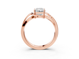 Rose gold Radiant Solitaire Twisted Band with Prong Setting_16