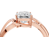Rose gold Radiant Solitaire Twisted Band with Prong Setting_17