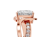 Rose gold Radiant Solitaire Twisted Band with Prong Setting_18
