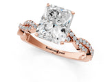 Rose gold Radiant Solitaire Twisted Pave Band with Four-Prong Setting_18
