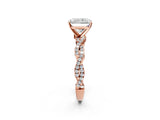 Rose gold Radiant Solitaire Twisted Pave Band with Four-Prong Setting_19