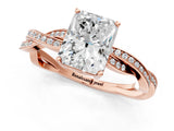 Rose gold Radiant Solitaire Twisted Pave Diamond Ring with Four-Prong Setting_13
