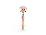 Rose gold Radiant Solitaire Twisted Pave Diamond Ring with Four-Prong Setting_14