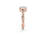 Rose gold Radiant Solitaire Twisted Pave Diamond Ring with Four-Prong Setting_14