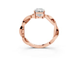 Rose gold Radiant Solitaire Twisted Pave Diamond Ring with Four-Prong Setting_15