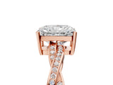 Rose gold Radiant Solitaire Twisted Pave Diamond Ring with Four-Prong Setting_17